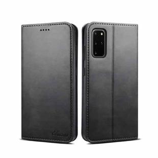 For Samsung Galaxy S20+ Calf Texture Horizontal Flip Leather Phone Case(Black)