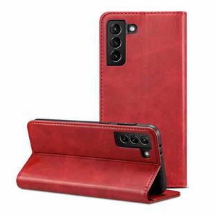 For Samsung Galaxy S21 Calf Texture Horizontal Flip Leather Phone Case(Red)