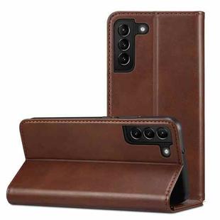 For Samsung Galaxy S22 Calf Texture Horizontal Flip Leather Phone Case(Brown)