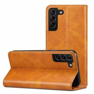 For Samsung Galaxy S22 Calf Texture Horizontal Flip Leather Phone Case(Khaki)