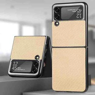 For Samsung Galaxy Z Flip4 5G Cross Pattern Slim PC Protective Phone Case(Khaki Apricot)