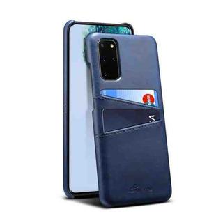 For Samsung Galaxy S20+ Calf Texture Back Protective Phone Case with Card Slots(Blue)