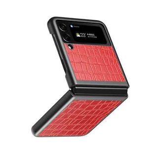 For Samsung Galaxy Z Flip4 Crocodile Texture Leather Folding Protective Phone Case(Red)