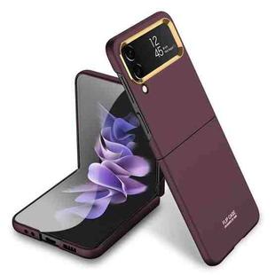 For Samsung Galaxy Z Flip4 GKK Ultra-thin Electroplating Lens Frame Phone Case(Brown)