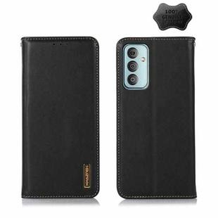 For Samsung Galaxy M13 4G Global KHAZNEH Nappa Top Layer Cowhide Leather Phone Case(Black)