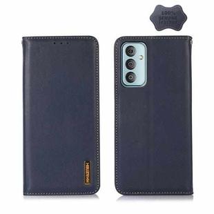 For Samsung Galaxy M13 4G Global KHAZNEH Nappa Top Layer Cowhide Leather Phone Case(Blue)