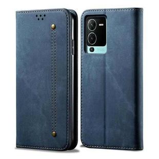 For vivo S15 Pro Denim Texture Casual Style Horizontal Flip Leather Case(Blue)