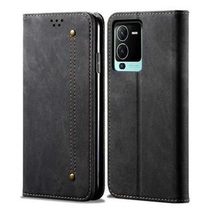 For vivo S15 Pro Denim Texture Casual Style Horizontal Flip Leather Case(Black)