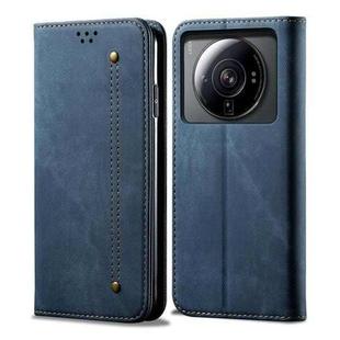 For Xiaomi 12S Ultra Denim Texture Casual Style Horizontal Flip Leather Case(Blue)