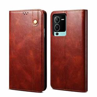 For vivo S15 Pro Oil Wax Crazy Horse Texture Leather Phone Case(Brown)