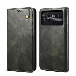 For Xiaomi Poco C40 Global Oil Wax Crazy Horse Texture Leather Phone Case(Green)