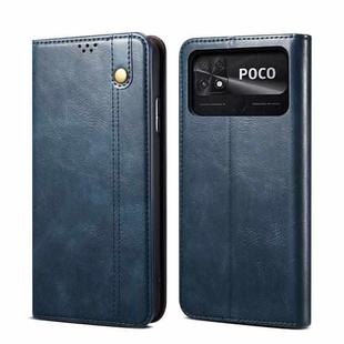 For Xiaomi Poco C40 Global Oil Wax Crazy Horse Texture Leather Phone Case(Blue)