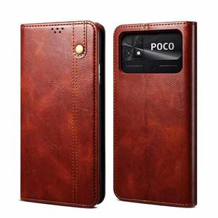 For Xiaomi Poco C40 Global Oil Wax Crazy Horse Texture Leather Phone Case(Brown)