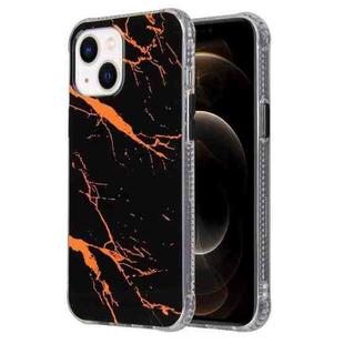For iPhone 14 Plus Coloured Glaze Marble TPU + PC Phone Case (Black)