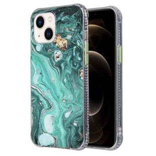 For iPhone 14 Plus Coloured Glaze Marble TPU + PC Phone Case (Green)
