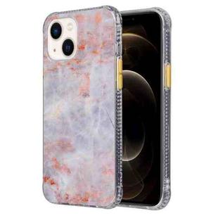 For iPhone 14 Plus Coloured Glaze Marble TPU + PC Phone Case (Orange)