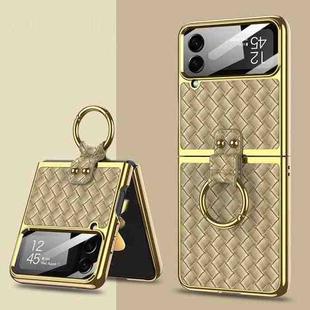 For Samsung Galaxy Z Flip4 GKK Weave Texture Electroplating Protective Phone Case(Gold)