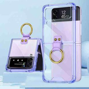 For Samsung Galaxy Z Flip4 GKK Airbag Protective Phone Case with Ring(Purple)