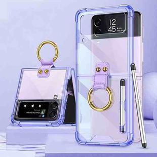 For Samsung Galaxy Z Flip4 GKK Airbag Protective Phone Case with Ring & Pen(Purple)