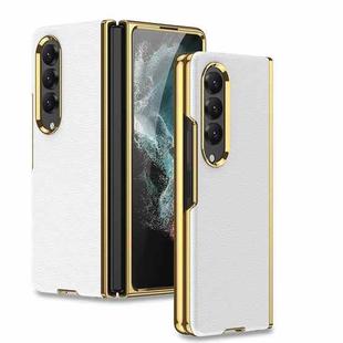 For Samsung Galaxy Z Fold4 GKK Electroplating Leather Surface Phone Case(Gold White)