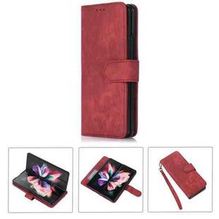 For Samsung Galaxy Z Fold4 Horizontal Flip Leather Phone Case with Pen Slot(Red)