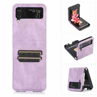 For Samsung Galaxy Z Flip4 Card Slot Leather Phone Case(Purple)