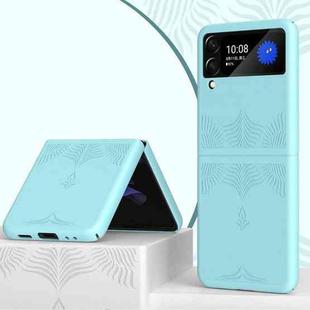 For Samsung Galaxy Z Flip4 5G Embossed Leather Texture Protective Phone Case(Ice Blue)