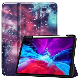 For iPad Pro 12.9 inch 2020 Painted TPU Horizontal Flip Leather Tablet Case with Holder & Sleep / Wake-up Function & Pen Slot(Milky Way Nebula)
