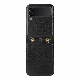 For Samsung Galaxy Z Fold3 5G Mandala Embossing Fold Leather Phone Case(Black)