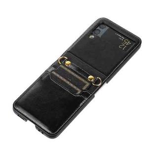 For Samsung Galaxy Z Flip4 Stitching Color Fold Leather Phone Case with Card Slot(Black)