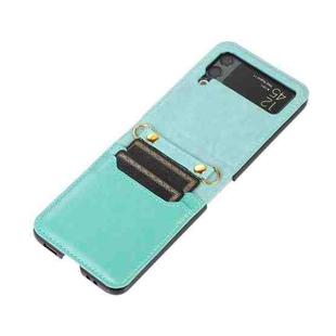 For Samsung Galaxy Z Flip4 Stitching Color Fold Leather Phone Case with Card Slot(Blue)