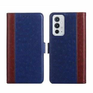 For OnePlus 9RT 5G Ostrich Texture Flip Leather Phone Case(Blue)