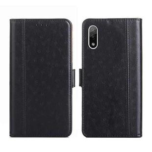 For Sony Xperia Ace II Ostrich Texture Flip Leather Phone Case(Black)