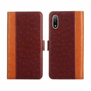 For Sony Xperia Ace II Ostrich Texture Flip Leather Phone Case(Brown)