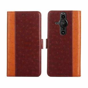 For Sony Xperia Pro-I Ostrich Texture Flip Leather Phone Case(Brown)