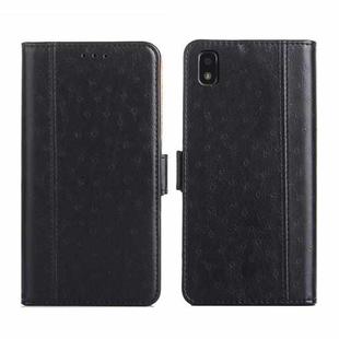 For ZTE Blade L210 Ostrich Texture Flip Leather Phone Case(Black)