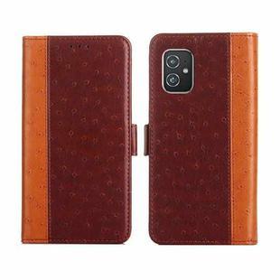 For Asus Zenfone 8 ZS590KS Ostrich Texture Flip Leather Phone Case(Brown)