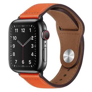 PU Leather Black Buckle Watch Band For Apple Watch Ultra 49mm / Series 8&7 45mm / SE 2&6&SE&5&4 44mm / 3&2&1 42mm(Orange)