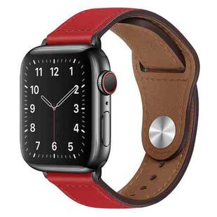 PU Leather Black Buckle Watch Band For Apple Watch Ultra 49mm / Series 8&7 45mm / SE 2&6&SE&5&4 44mm / 3&2&1 42mm(Red)