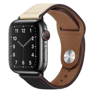 PU Leather Black Buckle Watch Band For Apple Watch Ultra 49mm / Series 8&7 45mm / SE 2&6&SE&5&4 44mm / 3&2&1 42mm(Beige and Black)