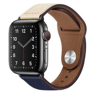 PU Leather Black Buckle Watch Band For Apple Watch Ultra 49mm / Series 8&7 45mm / SE 2&6&SE&5&4 44mm / 3&2&1 42mm(Beige and Dark Blue)