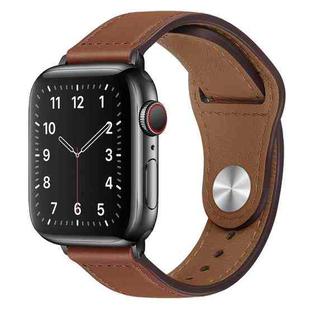 PU Leather Black Buckle Watch Band For Apple Watch Series 8&7 41mm / SE 2&6&SE&5&4 40mm / 3&2&1 38mm(Red Brown)