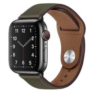 PU Leather Black Buckle Watch Band For Apple Watch Series 8&7 41mm / SE 2&6&SE&5&4 40mm / 3&2&1 38mm(Army Green)