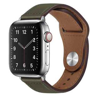 PU Leather Silver Buckle Watch Band For Apple Watch Ultra 49mm / Series 8&7 45mm / SE 2&6&SE&5&4 44mm / 3&2&1 42mm(Army Green)