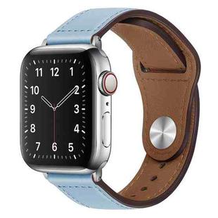 PU Leather Silver Buckle Watch Band For Apple Watch Series 8&7 41mm / SE 2&6&SE&5&4 40mm / 3&2&1 38mm(Light Blue)