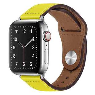 PU Leather Silver Buckle Watch Band For Apple Watch Series 8&7 41mm / SE 2&6&SE&5&4 40mm / 3&2&1 38mm(Yellow)