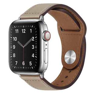 PU Leather Silver Buckle Watch Band For Apple Watch Series 8&7 41mm / SE 2&6&SE&5&4 40mm / 3&2&1 38mm(Light Grey)