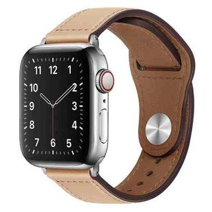 PU Leather Silver Buckle Watch Band For Apple Watch Series 8&7 41mm / SE 2&6&SE&5&4 40mm / 3&2&1 38mm(Apricot)