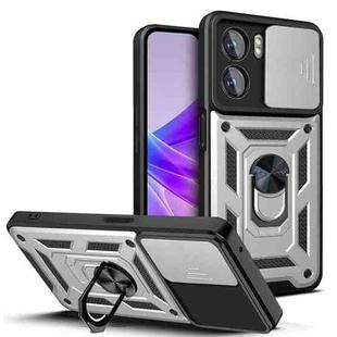 For OPPO A77/A57 Sliding Camera Design TPU + PC Phone Case(Silver)