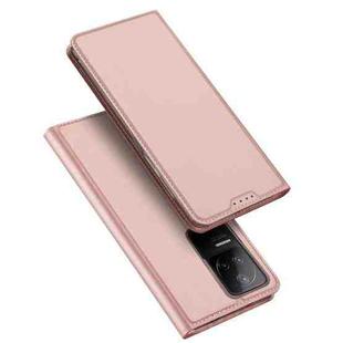 For Xiaomi Poco F4 5G/Redmi K40S DUX DUCIS Skin Pro Series Flip Leather Phone Case(Rose Gold)